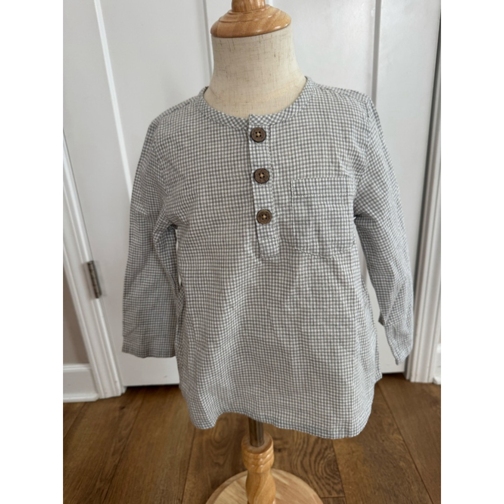 Boys Jamie Kay Button Down Shirt 3T Gray/Blue White Gingham